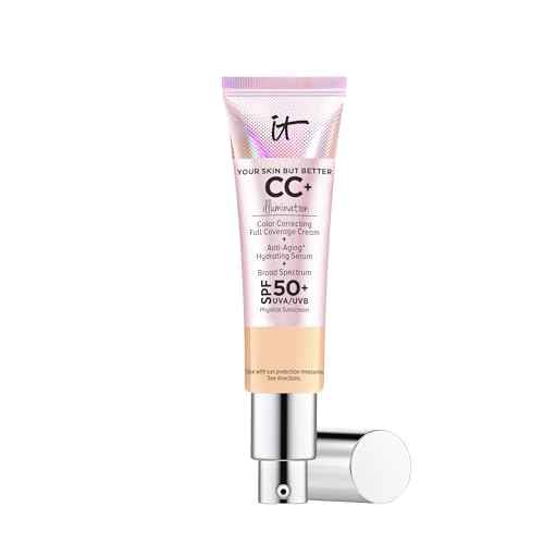 IT Cosmetics CC+ Cream Illumination - Radiant Full Coverage Foundation With SPF 50+, Color Corrector & Hydrating Anti-Aging Serum, Hydrolyzed Collagen + Peptides, Normal to Dry Skin - 1.08 fl oz