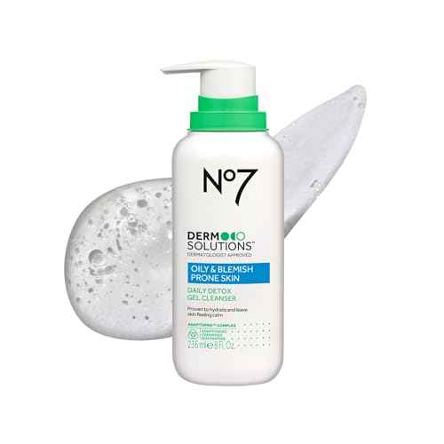 No7 Derm Solutions Daily Detox Foaming Face Wash - Gel Facial Cleanser Formulated with Ceramides, Niacinamide & Adaptogens To Help Maintain Moisture Barrier - For Oily & Blemish-Prone Skin (8 Fl Oz)