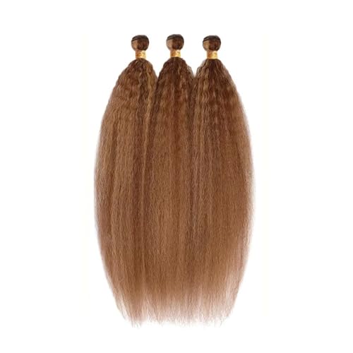 Freiuoke P430 Highlight Brown Kinky Straight Hair Bundles 24-28 Inch - 3 Pack