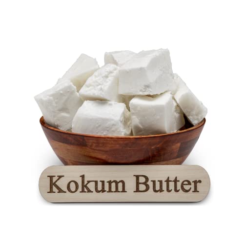 Raw Kokum Butter 16 oz. / 1 lb. 100% Pure Natural Cold Pressed - Great for Skin, Body and Hair Moisturizer, DIY Creams, Balms, Lotions and Soap Making.