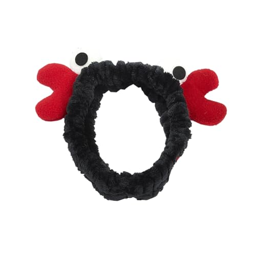 CJKDXDH Spa Headband for Washing Face Cute Crab Eyes Skincare Headband for Women Girls Microfiber Makeup Headband Creative Hair Accessories (Black)