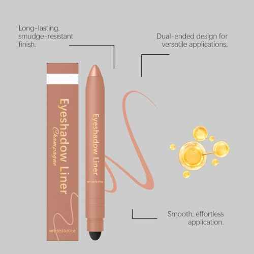 Eyeshadow Stick,Shadow Liner 2-in-1 Eyeliner & Eyeshadow,Perfect Color Duo-Shadow Liner 2-in-1 Eyeliner,Easy to Color, Effortless & Long-Lasting Makeup for Defined Eyes(Navy+Champagne)