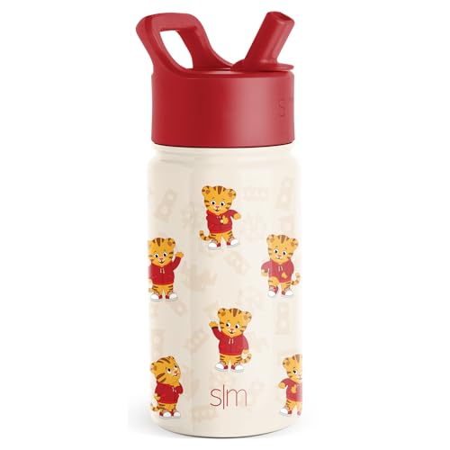 Simple Modern Daniel Tiger Kids Water Bottle with Straw Lid | Reusable Insulated Stainless Steel Cup for Boys, School | Summit Collection | 14oz, Dances