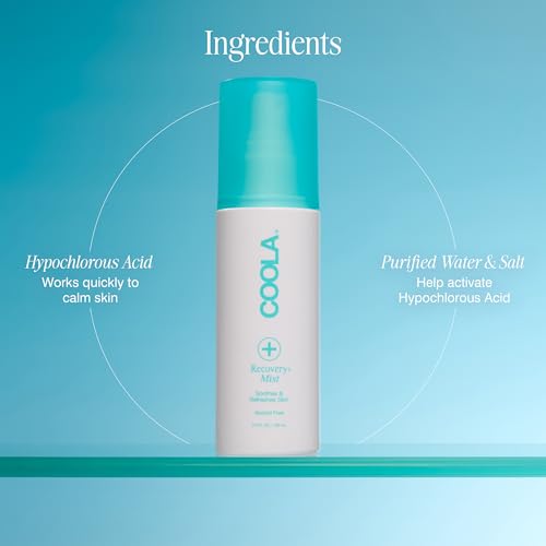 COOLA Recovery+ Face Mist, Hypochlorous Acid Spray for Face, Dermatologist Tested Skin Care, Helps Reduce Redness and Refresh Skin, 3.4oz