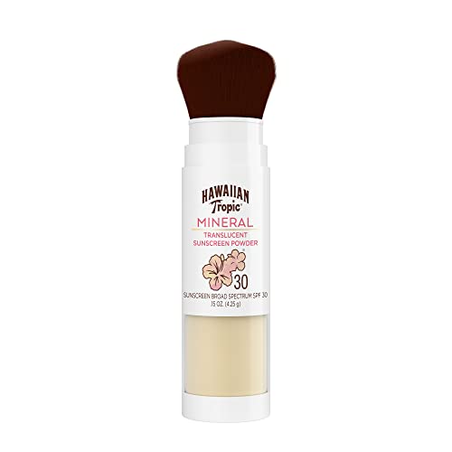 Hawaiian Tropic Mineral Powder Sunscreen Brush, SPF 30 | for Face, Brush On Translucent Sunscreen, & Weightless Hydration Lotion Sunscreen for Face SPF 30, 1.7oz