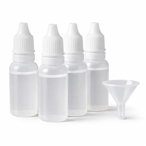 Adkoat 15ml Dropper Bottles - 4 Pack with Funnel | BPA-Free