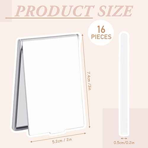 Queekay 16 Pcs 2 x 3 x 0.2''Small Makeup Folding Mirror Bulk Travel Portable Folding Rectangle Compact Stand up Portable Vanity Mirror for Women(White)
