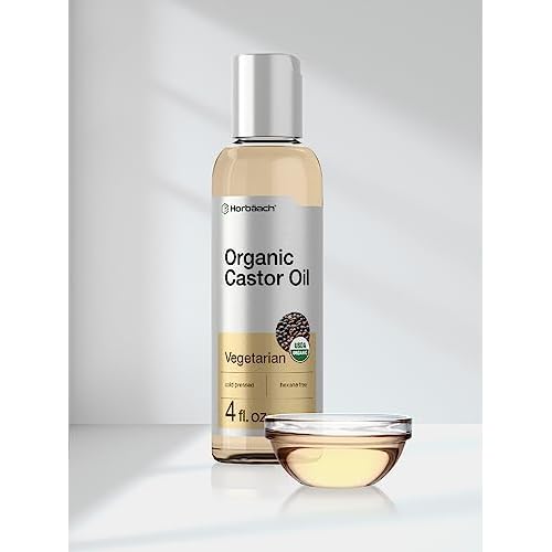 Horb?ach Castor Oil Organic | 4 fl oz | Cold Pressed and Hexane Free | For Face, Hair, Eyelashes and Eyebrows | Vegetarian, Non-GMO Formula