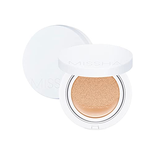 Missha Magic Cushion Moist Up No. 21 Light Beige for bright skin, Hydrating 3-in-1 Moisture Korean Cushion Foundation, Long-lasting, High Coverage, for All Skin Types