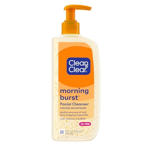 Clean & Clear Morning Burst Oil-Free Facial Cleanser with Vitamin C & BHA, Daily Nourishing Face Wash Gently Cleanses to Remove Oil & Pore Clogging Impurities, 8 fl. oz
