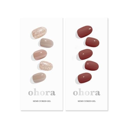 ohora Semi Cured Gel Nail Set of 2 (N Carmel & N Brick) - Professional Salon-Quality Nail Care