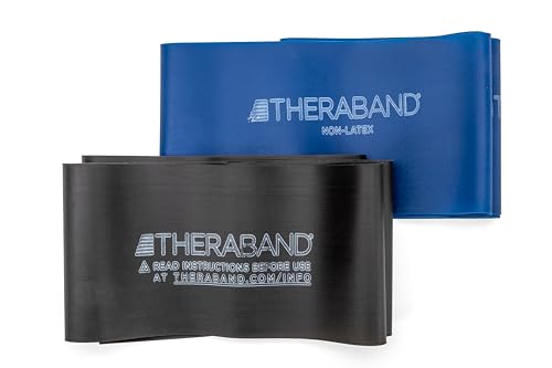 THERABAND Resistance Bands Set, Professional Elastic Band For Upper & Lower Body Exercise, Strength Training without Weights, Physical Therapy, Lower Pilates, & Rehab, Blue & Black, Advanced