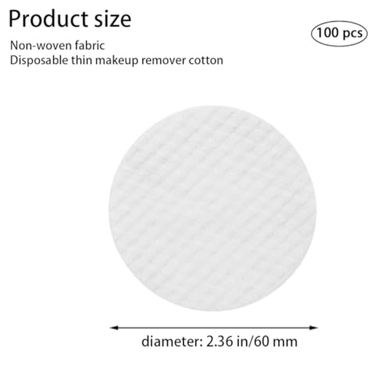 100 Disposable Soft Facial Cleansing Pads - 2.36-Inch Non-Woven Cotton