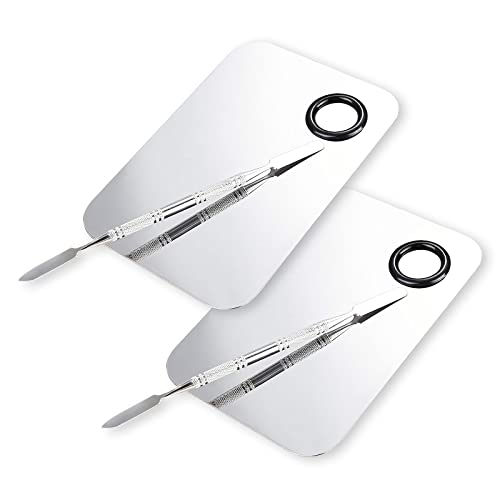 Stainless Steel Makeup Mixing Palette with Spatula Tool (2 Pc)