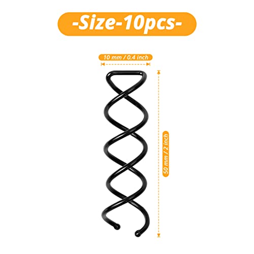 Defutay Black Spiral Twist Hair Pins 10-Pack - Durable Non-Scratch Bun Accessories