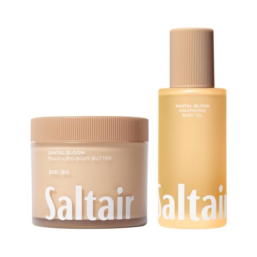 Saltair Body Oil and Multi-Lipid Body Butter Set ? Deep Moisture, Hydrating After-Shower Skincare Duo ? Santal Bloom Scent