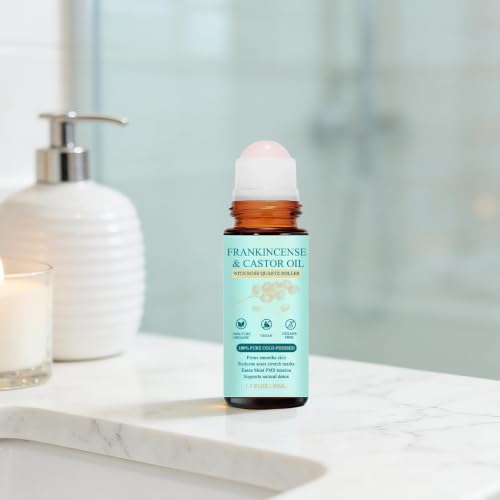 Organic Castor Oil with Rose Quartz Roller - 100% Cold Pressed