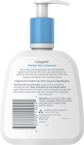 Cetaphil Face Wash, Hydrating Gentle Skin Cleanser for Dry to Normal Sensitive Skin, NEW 4 oz 3 Pack, Fragrance Free, Soap Free and Non-Foaming