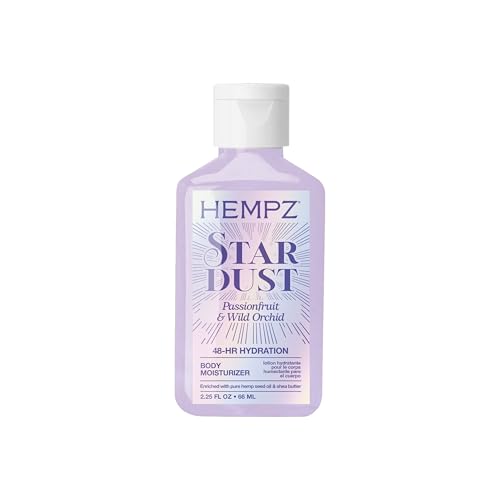 Hempz NEW Mini Star Dust Body Lotion, Iridescent Glow Shimmer, Passionfruit and Wild Orchid, Hydrating and Nourishing Moisturizer, 2.25 fl.oz.