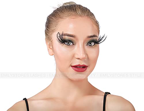 Black Wing Faux Feather Costume Eyelashes for Black Swan Cosplay