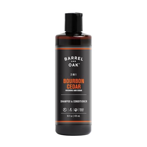 Barrel & Oak 2-in-1 Men's Shampoo and Conditioner, Cleanses Hair & Scalp, Multi-Use Hair Products for Men, Vegan Shampoo and Conditioner, Bourbon Cedar, 16 oz