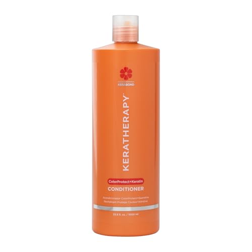 KERATHERAPY Keratin Infused Color Protect Conditioner, 33.8 fl. oz., 1000 ml - Gluten Free Color Protecting Conditioner for Color Treated Hair with Kerabond Technology, Red Raspberry Oil, Omega 3 & 6