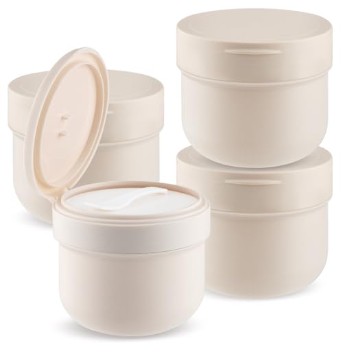 300ml Plastic Cosmetic Jars with Lids & Scoops - 4 Pack
