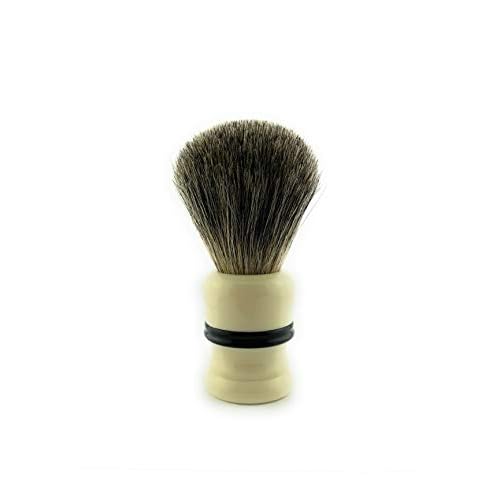 G.B.S Synthetic Bristle Ivory with Black Strip Shaving Brush, use with any Soap and Cream, Compliments All Razors and Mugs