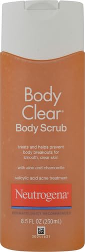 Neutrogena Body Clear Oil Free Acne Body Scrub with Salicylic Acid Acne Treatment Medicine, Exfoliating Salicylic Acid Body Wash to Treat Acne on Back, Chest, and Shoulders, 8.5 fl. oz