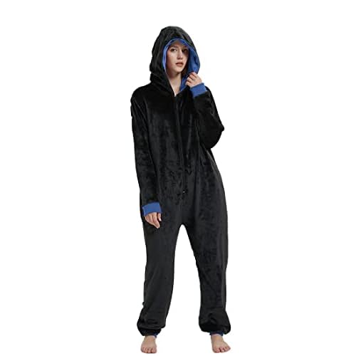 Unpifolov Men and Women Flannel Pajamas Four Magic College Styles Jumpsuit Couple Adult Sportswear Hooded Homewear