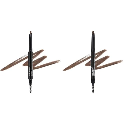 wet n wild Ultimate Eyebrow Retractable Definer Pencil, Medium Brown, Dual-Sided Brow Brush, Fine Tip, Shapes, Defines, Fills Brow Makeup (Pack of 2)