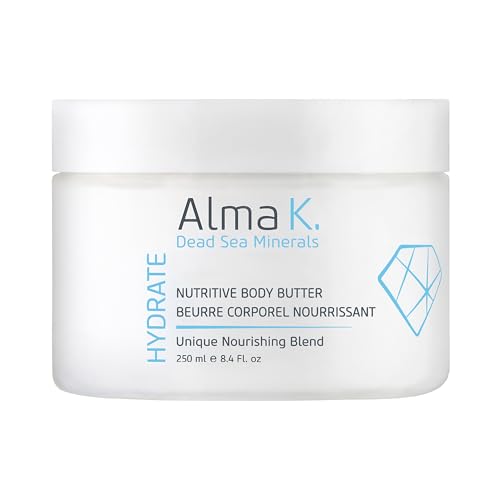 Alma K Nutritive Body Butter - Deep Hydration Body Cream Skin Care - Shea Butter Lotion with Dead Sea Minerals, Vitamin E - All Skin Types - 8.45 oz