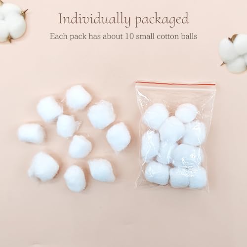 Mini Individually Wrapped Cotton Balls - 1000 Count (100 Packs of 10)