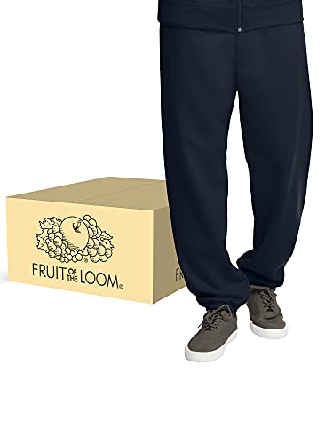 Fruit of the Loom Men's Eversoft Fleece Elastic Bottom Sweatpants with Pockets, Relaxed Fit, Moisture Wicking, Breathable, 12 Pack-Navy, Small