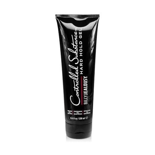 Billy Jealousy Controlled Substance Hard Hold Mens Styling Gel, Professional Hair Cream with Sunflower and Sage Extracts, Water-Based & Alcohol Free, 8 Fl Oz