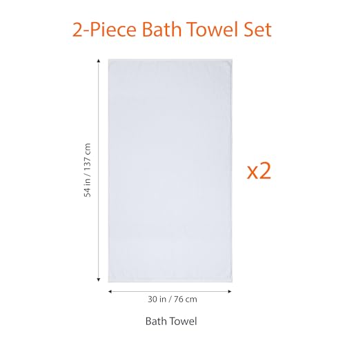 Amazon Basics 2-Piece Quick-Dry Oversize Bath Towel, 100% Cotton, 54"