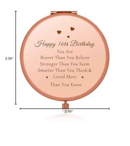 Jielahua 16th Birthday Gifts for Girl Sweet 16 Year Old Birthday Gifts Ideas for Girls Daughter Granddaughter Niece Travel Mirror Compact Makeup Mirror Birthday Gifts from Sister Friendship Gifts