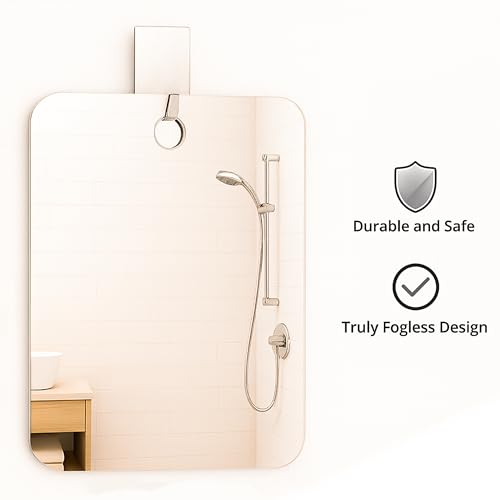 Fogless Shower Mirror 10x8 Anti-Fog Shaving Mirror with Hooks