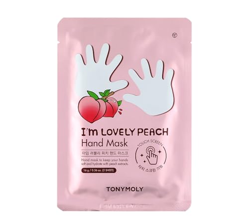 TONYMOLY Lovely Peach Hydrating Hand Mask Set for Dry Hands, 5 Pack