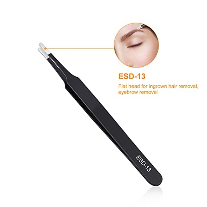 Kaverme 3PCS Precision Tweezers Set - Anti-Static Stainless Steel for Electronics & Crafts