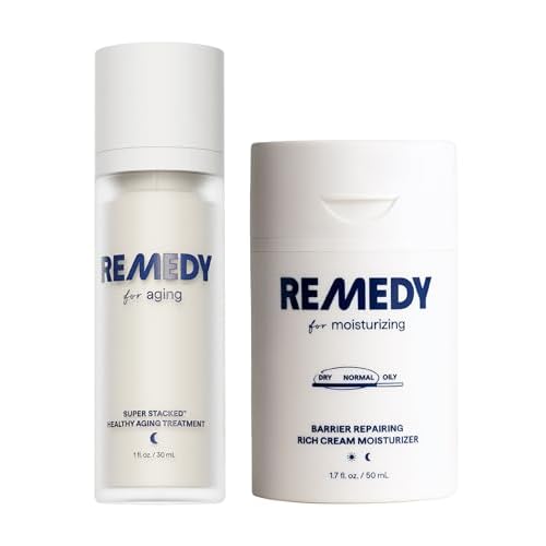 Remedy Anti-Aging Hydration Stack | 2-Piece Night & Day Routine | Healthy Aging Treatment & Rich Moisture Cream | Retinol, Ceramides, Peptides, Niacinamide | Created by Dermatologist Dr. Shah | Vegan