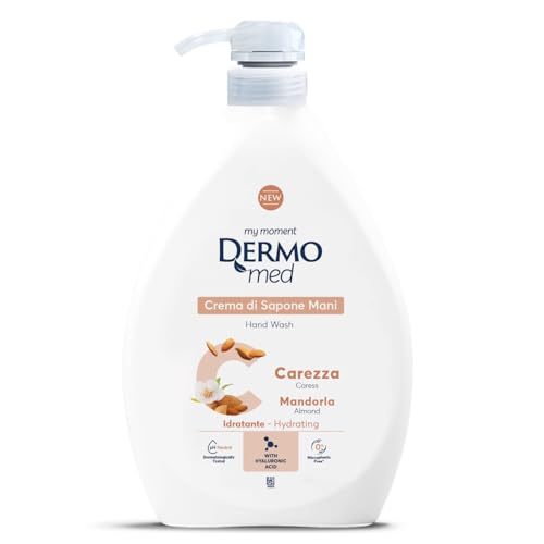DERMOMED, Hand Soap Cream Almond, Respect the Skin Making it Scented and Soft, with Hyaluronic Acid, pH Neutral, Made in Italy, Dermatologically Tested, Dispenser 1L