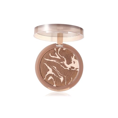 Mousse Bronzer - Waterproof, Skin Tone Correcting, Shimmer Finish, High Coverage Powder with Marbled Design in Light & Medium Brown for a Natural Glow, Bronze