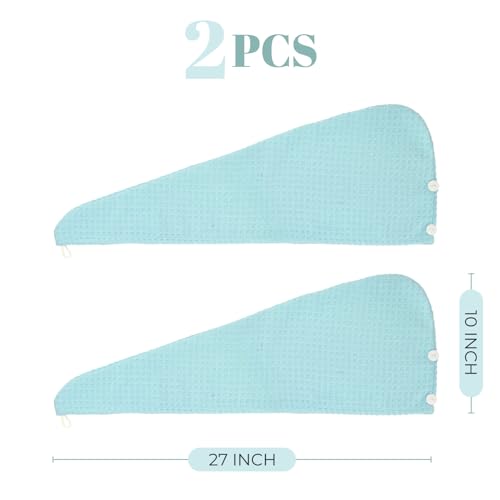 MaopaoBeauty Microfiber Hair Towel Wrap - 2 Pack, 10.6x27.5 Inch