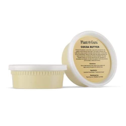Plant Guru Raw Cocoa Butter 8 oz. 100% Pure Natural Unrefined FOOD GRADE Arriba Nacional Cacao Bean, Great For Chocolate Making, Soap, Lip Balm and Moisturizer For DIY Body Butters