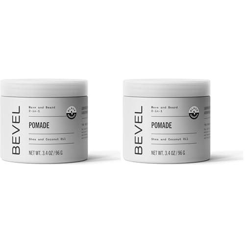 Bevel Beard Balm & Hair Pomade for Waves with Coconut Oil and Shea Butter,Locks in Moisture to Help Reduce Frizz and Breakage,Beard Care for Men,3.4 Oz,(Pack of 2)