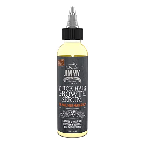 Uncle Jimmy Thick Hair Growth Serum, Hair Growth Treatment, Anti Hair Loss, Promotes Thicker, Stronger Hair for Men & Women 4 Fl Oz