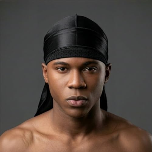 Qfitt Spandex Cool Mesh Dome Cap for Men - Black Breathable Wave Cap