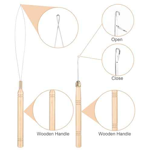 200Pcs Hair Extentions Beads 4mm Silicone Lined Micro Beads with Pulling Hook Needle, Bead Device Tool Kits for Hair Extensions(Dark Brown)