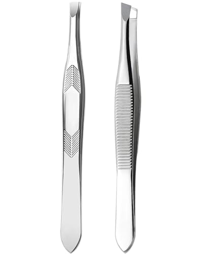 Stainless Steel Tweezers Set - Eyebrow & Facial Hair Removal (2-Pack)